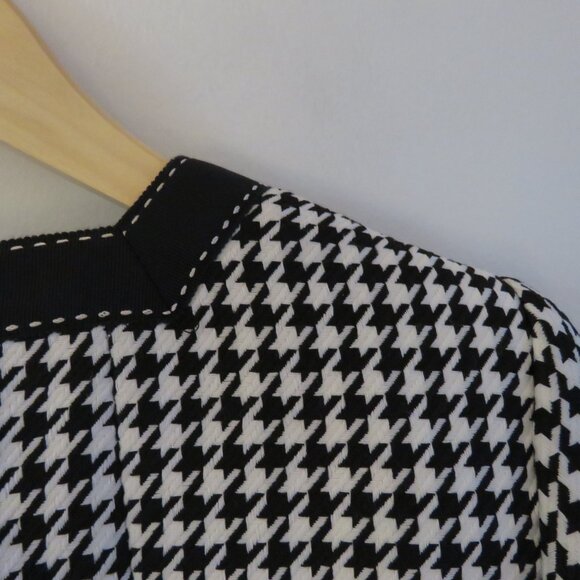 TAHARI Houndstooth Structured Blazer Academia Black White Officecore 2 Petite - Picture 11 of 14